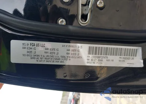 2015 Dodge Dart Sxt из США, поврежденный, VIN 1C3CDFBB8FD374770